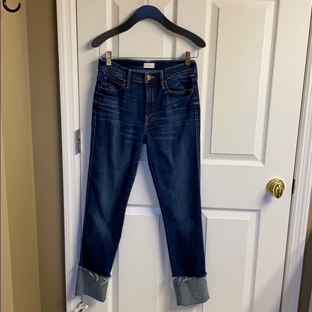 Mother The pony boy ankle Fray crop jeans